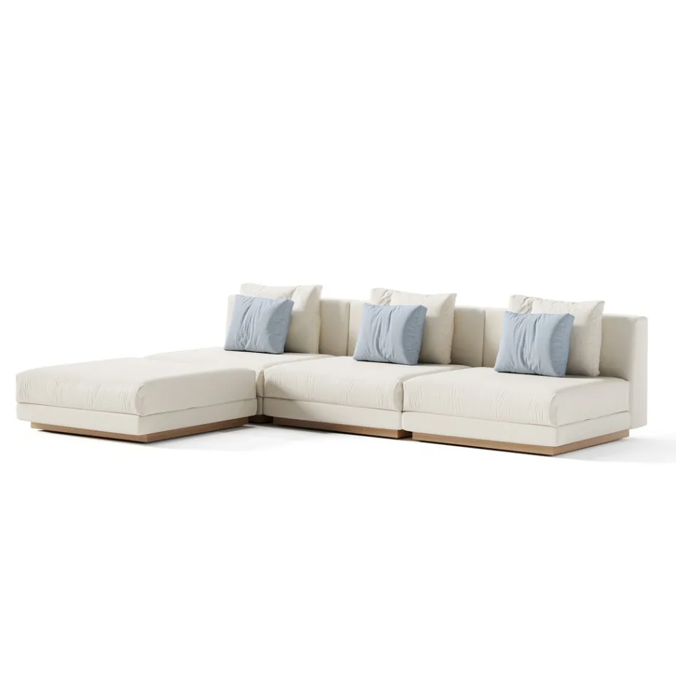 Modular Outdoor Sofa in Upholstered Fabric Made in Italy - Rubik Viadurini