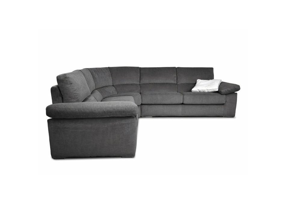 6 Seater Round Corner Sofa in Fabric Made in Italy - Abudhabi Viadurini