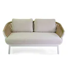 Sofa with Armchairs and Coffee Table in White Aluminum for the Garden - Tenda Viadurini