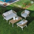 Sofa with Armchairs and Coffee Table in White Aluminum for the Garden - Tenda