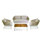 Sofa with Armchairs and Coffee Table in White Aluminum for the Garden - Tenda Viadurini