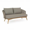 Outdoor Sofa 2 or 3 Seats in Wood and Dove-Gray Homemotion Fabric - Luana