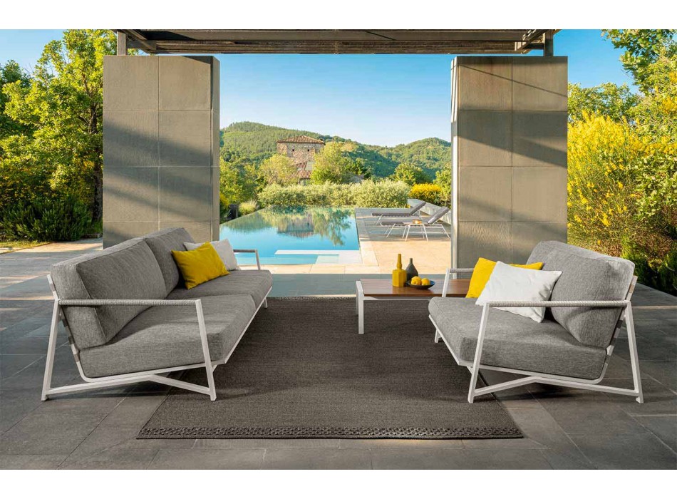 2 Seater Outdoor Sofa in Aluminum and Fabric - Cottage Luxury by Talenti