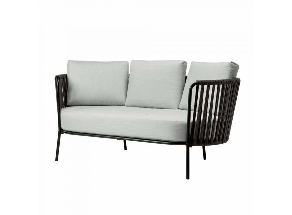 2 Seater Outdoor Sofa in Metal, Fabric and Rope Made in Italy - Mari