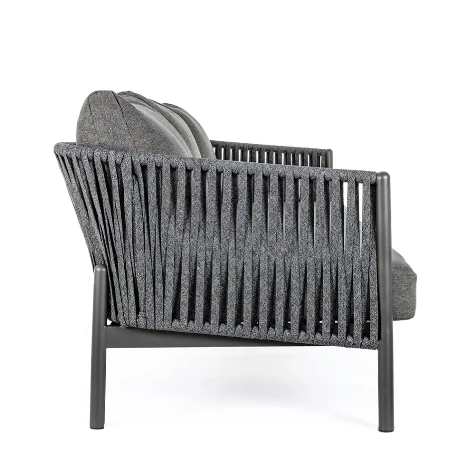 Outdoor Aluminum and Rope Sofa with Fabric Cushions, Homemotion - Shama Viadurini