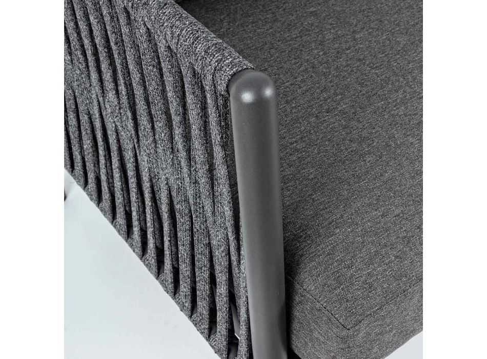 Outdoor Aluminum and Rope Sofa with Fabric Cushions, Homemotion - Shama Viadurini
