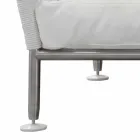 Outdoor Sofa in Steel and Woven PVC White Cushions - Ontario6 Viadurini