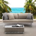 Outdoor Sofa in Aluminum and Hand Woven Fabric - Reda