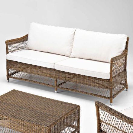 Outdoor Sofa in Hand Woven Polyrattan - Gigi Viadurini