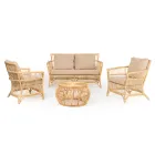 Outdoor Sofa in Natural Rattan, Cushions Included, - Bellaria Viadurini