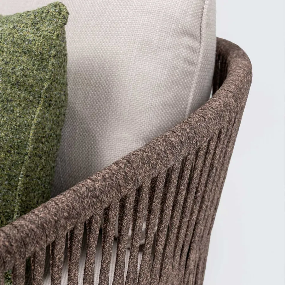 Outdoor Sofa in Teak and Polyethylene Weave - Jhon Viadurini