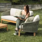 Outdoor Sofa in Teak and Polyethylene Weaving - Jhon Viadurini