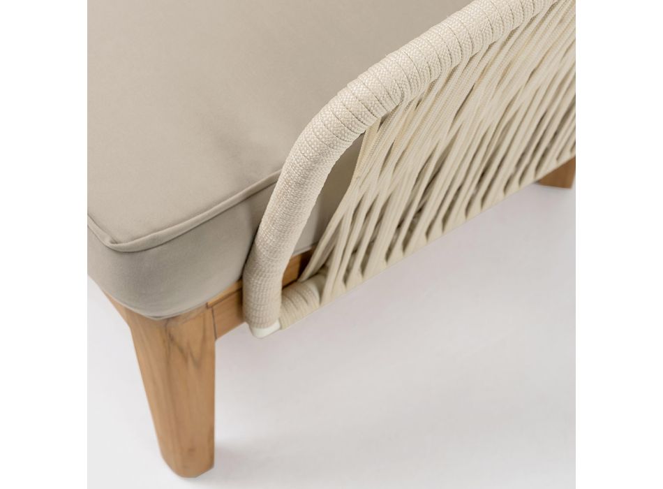 Outdoor Sofa in Teak and Polyethylene Weaving - Jhon Viadurini