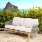 Outdoor Sofa in Teak and Polyethylene Weaving - Jhon Viadurini