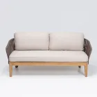 Outdoor Sofa in Teak and Polyethylene Weave - Jhon Viadurini