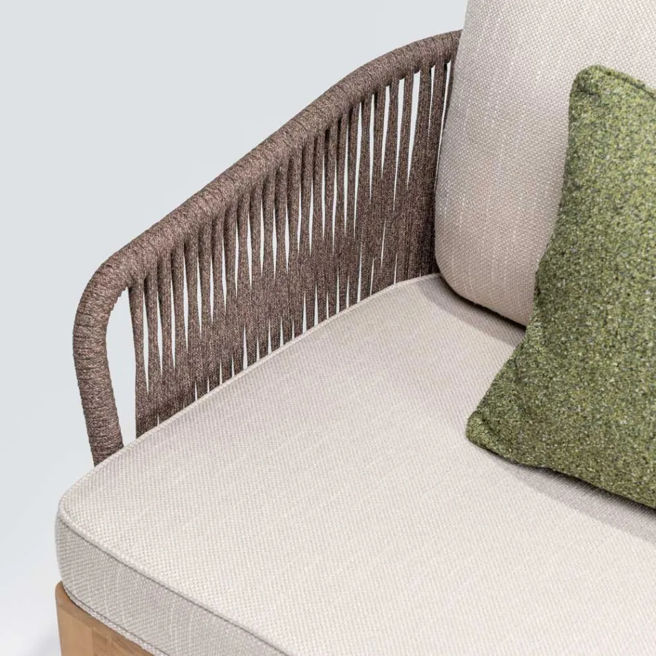 Outdoor Sofa in Teak and Polyethylene Weave - Jhon Viadurini