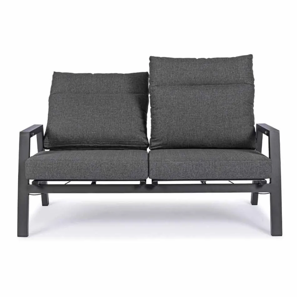 Outdoor Sofa in Fabric and Aluminum with Reclining Backrest - Nathy Viadurini