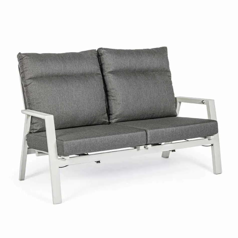 Outdoor Sofa in Fabric and Aluminum with Reclining Backrest - Nathy Viadurini
