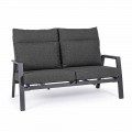 Outdoor Sofa in Fabric and Aluminum with Reclining Backrest - Nathy