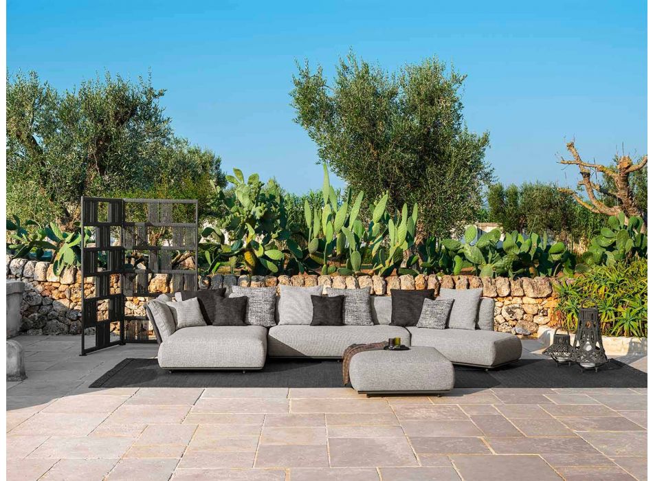 Central Modular Outdoor Sofa in Fabric and Aluminum - Scacco by Talenti