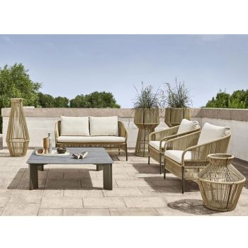 2 Seater Garden Sofa in Aluminum with Weave - Cricket by Varaschin