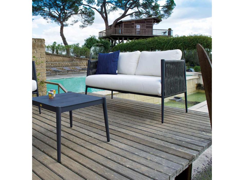 2 Seater Garden Sofa in Aluminum and Rope Made in Italy - Nymeria Viadurini