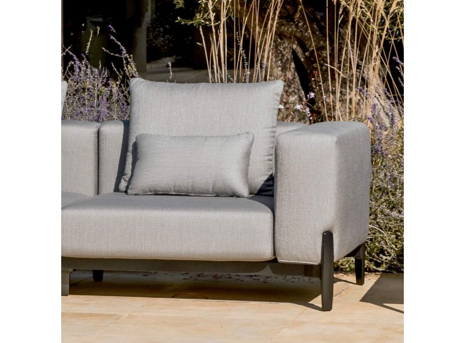 3 Seater Garden Sofa with Chaise Longue in Aluminum and Fabric - Filomena