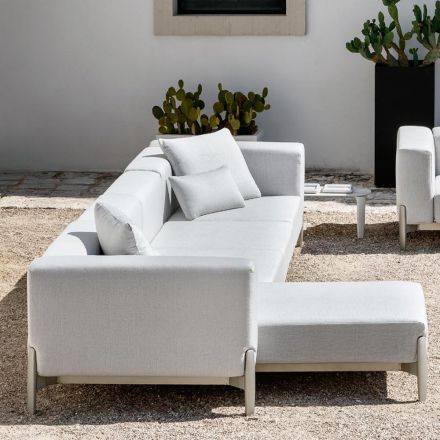 3 Seater Garden Sofa with Chaise Longue in Aluminum and Fabric - Filomena Viadurini