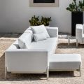 3 Seater Garden Sofa with Chaise Longue in Aluminum and Fabric - Filomena