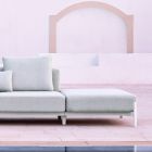 3-Seater Garden Sofa with Luxury Pouf in Aluminum and Fabric - Filomena Viadurini
