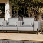 3-Seater Garden Sofa with Luxury Pouf in Aluminum and Fabric - Filomena Viadurini