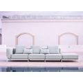 3 Seater Garden Sofa with Luxury Pouf in Aluminum and Fabric - Filomena
