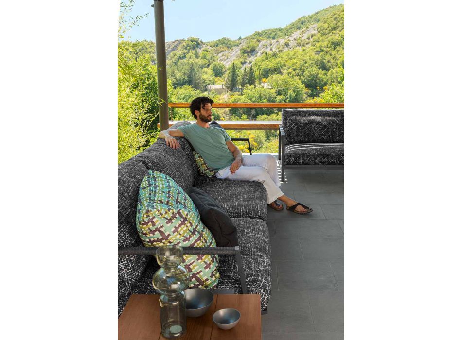 3 Seater Garden Sofa in Aluminum and Fabric - Cottage Luxury by Talenti