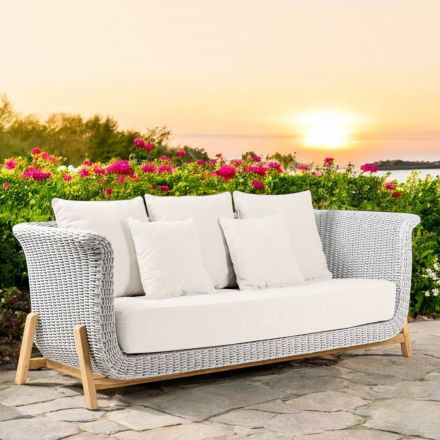 3 Seater Teak and Rope Weave Garden Sofa - Arjuna Viadurini
