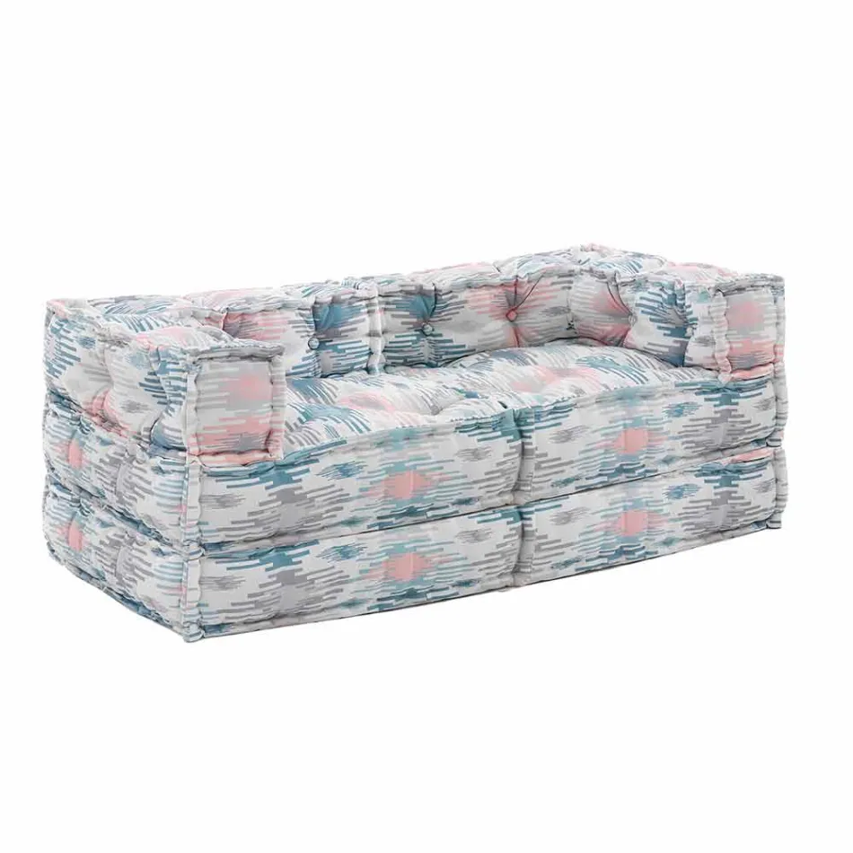 Two Seater Ethnic Garden Sofa in Water Repellent Fabric - Shamo Viadurini