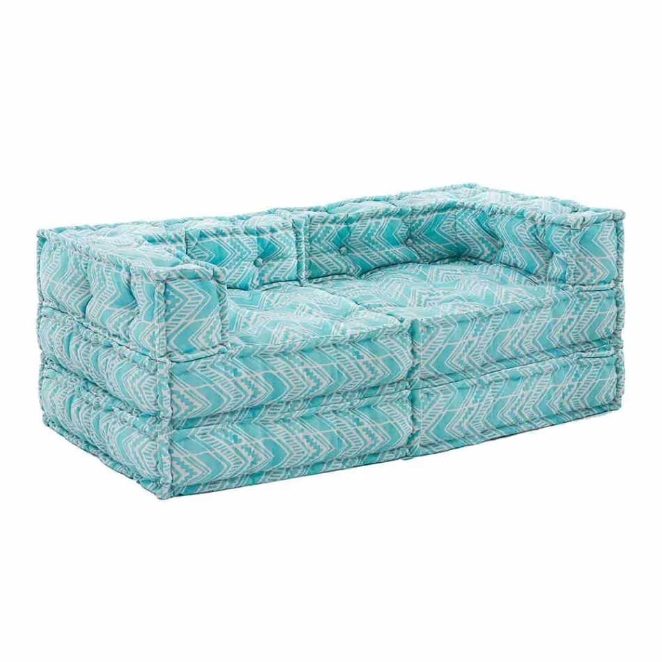 Two Seater Ethnic Garden Sofa in Water Repellent Fabric - Shamo Viadurini
