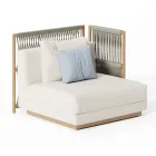 Modular Garden Sofa with Low Wooden Structure Made in Italy - Rubik Viadurini