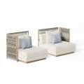 Modular Garden Sofa with Low Wooden Structure Made in Italy - Rubik
