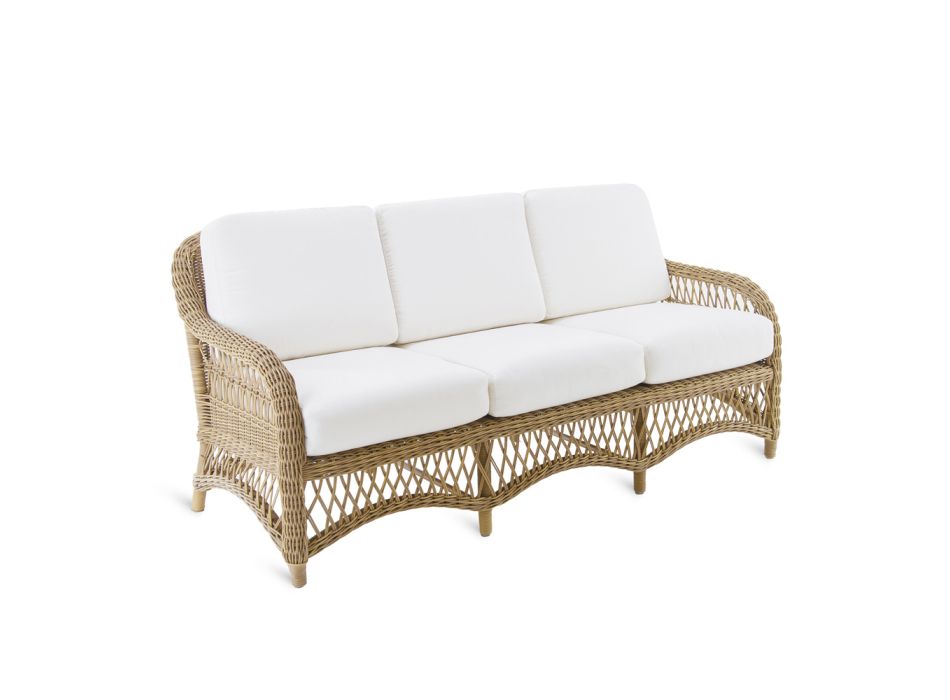 2 or 3 Seater Garden Sofa in Aluminum and WaProLace Made in Italy - Yetta Viadurini
