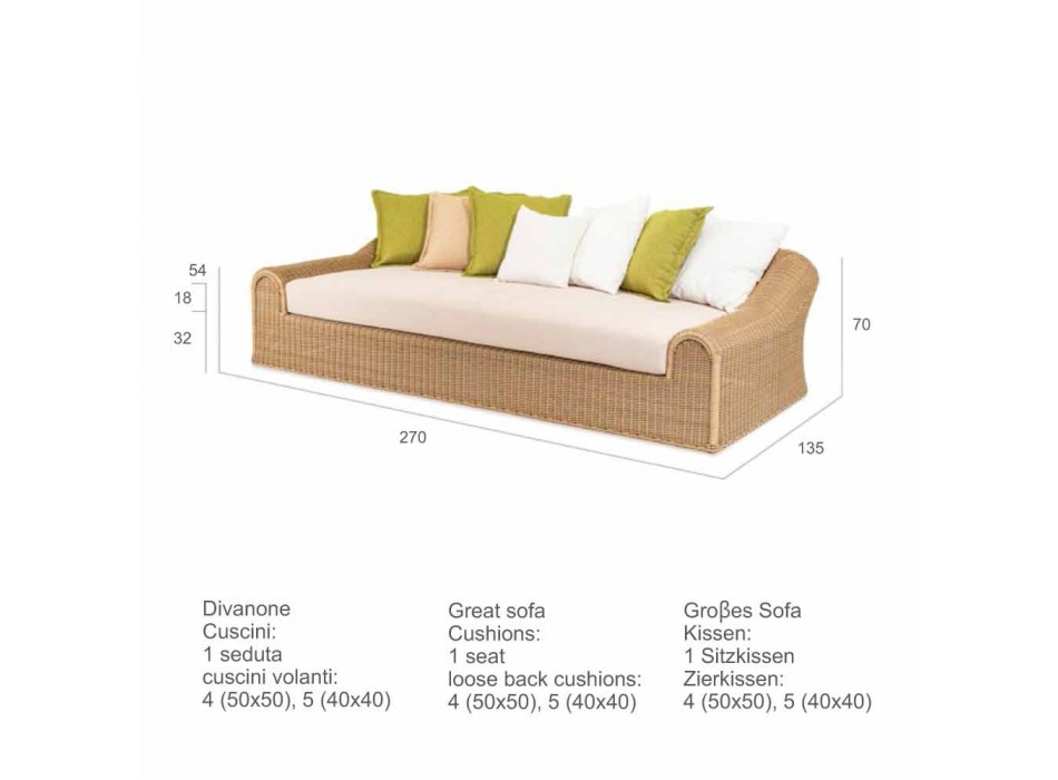 Garden sofa by the large hand-woven Cooper Viadurini