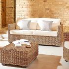 Garden Sofa of Various Sizes in Abaca with Cushions - Raziel Viadurini