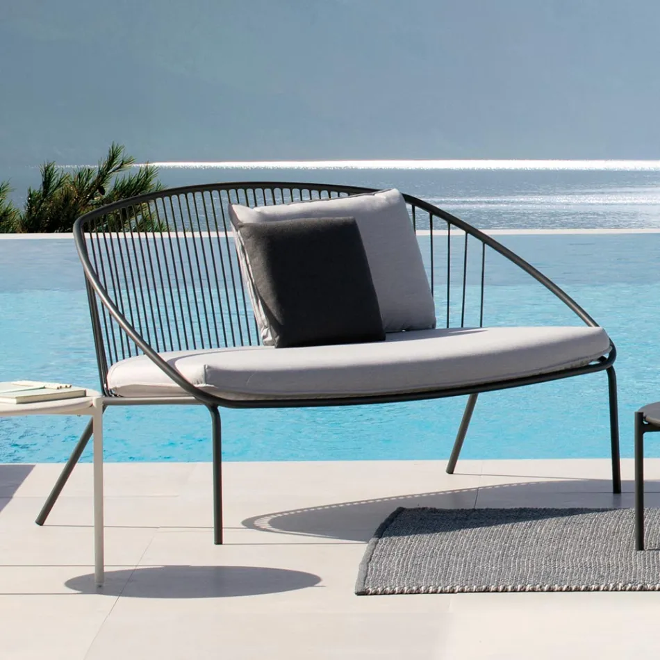 Stackable Garden Sofa in Galvanized Steel Made in Italy - Sansa Viadurini