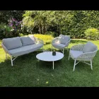 Garden Sofa in Aluminum, Rope and Marsala or White Fabric - Brise Viadurini