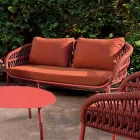 Garden Sofa in Aluminum, Rope and Marsala or White Fabric - Brise Viadurini