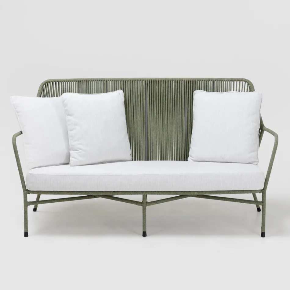 Garden Sofa in Aluminum and Rope Weaving - Asteria Viadurini