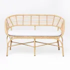 Garden Sofa in Aluminum and Polyrattan Weaving and Cushion - Ellide Viadurini