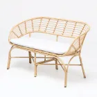 Garden Sofa in Aluminum and Polyrattan Weaving and Cushion - Ellide Viadurini