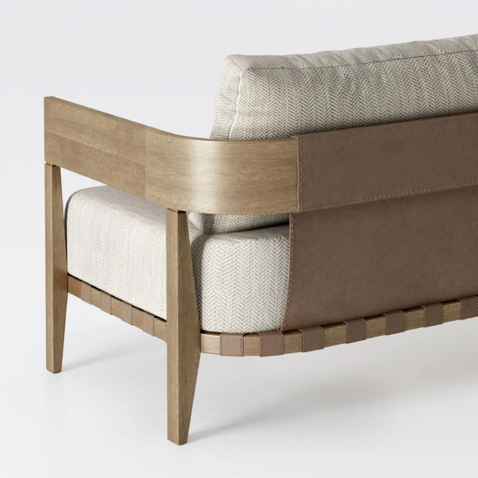 Garden Sofa in Teak Wood and Fabric Made in Italy - Briga Viadurini