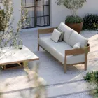 Garden Sofa in Teak Wood and Fabric Made in Italy - Briga Viadurini