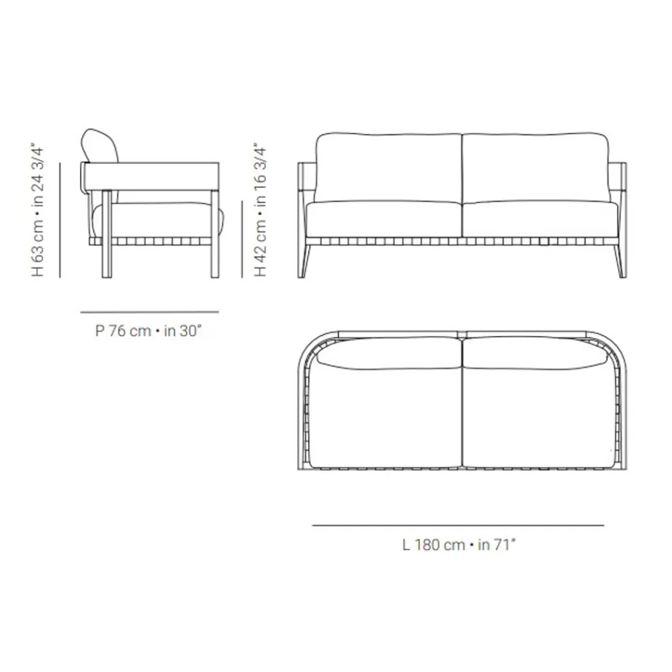 Garden Sofa in Teak Wood and Fabric Made in Italy - Briga Viadurini